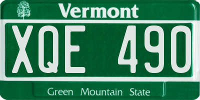 VT license plate XQE490