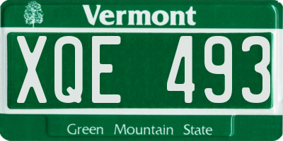 VT license plate XQE493