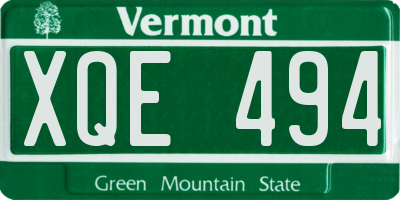 VT license plate XQE494