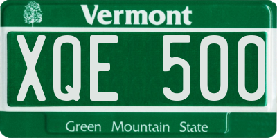 VT license plate XQE500