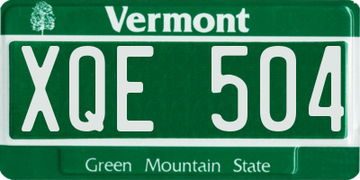 VT license plate XQE504