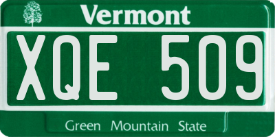 VT license plate XQE509