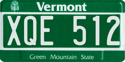 VT license plate XQE512