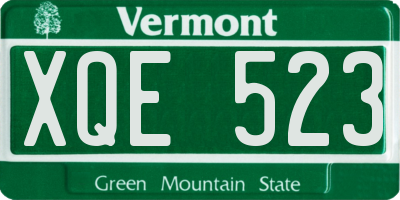 VT license plate XQE523