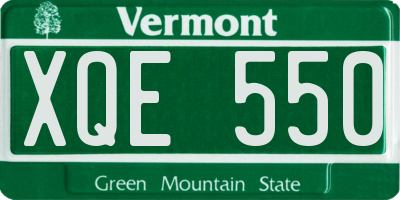 VT license plate XQE550