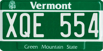 VT license plate XQE554