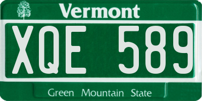 VT license plate XQE589