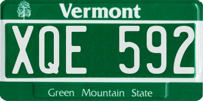VT license plate XQE592