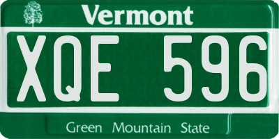 VT license plate XQE596
