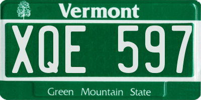 VT license plate XQE597
