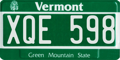 VT license plate XQE598