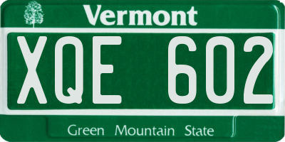 VT license plate XQE602