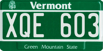 VT license plate XQE603