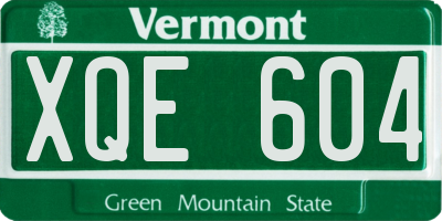 VT license plate XQE604
