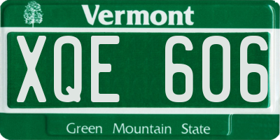 VT license plate XQE606