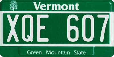 VT license plate XQE607