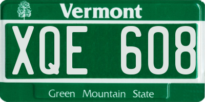 VT license plate XQE608