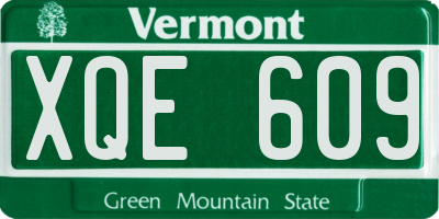 VT license plate XQE609