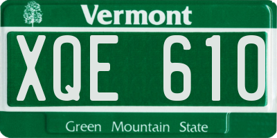 VT license plate XQE610