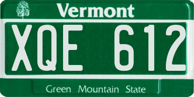 VT license plate XQE612