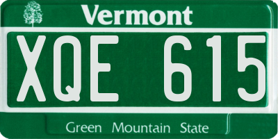VT license plate XQE615