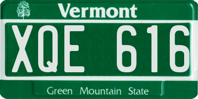 VT license plate XQE616