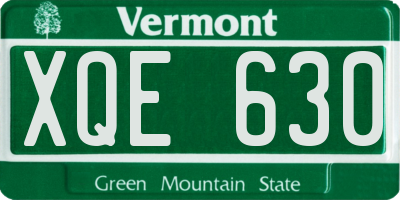 VT license plate XQE630