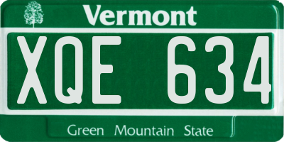 VT license plate XQE634