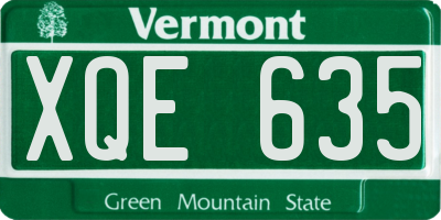 VT license plate XQE635