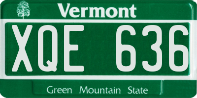 VT license plate XQE636