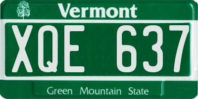 VT license plate XQE637