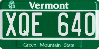 VT license plate XQE640