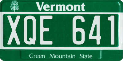 VT license plate XQE641