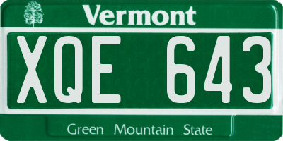VT license plate XQE643