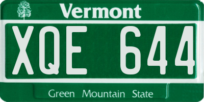 VT license plate XQE644