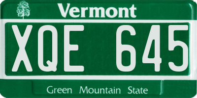 VT license plate XQE645
