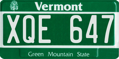 VT license plate XQE647