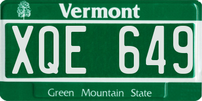 VT license plate XQE649