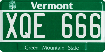 VT license plate XQE666