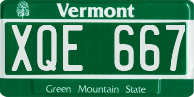 VT license plate XQE667