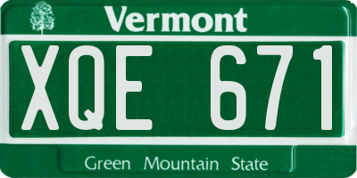 VT license plate XQE671
