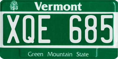 VT license plate XQE685