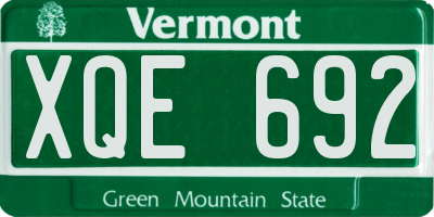 VT license plate XQE692
