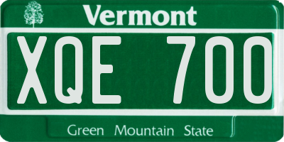 VT license plate XQE700