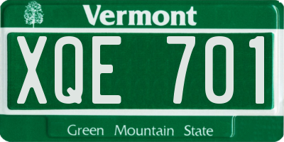 VT license plate XQE701