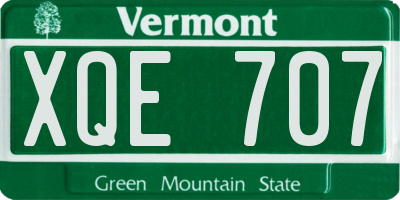 VT license plate XQE707