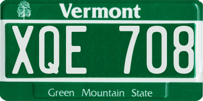 VT license plate XQE708