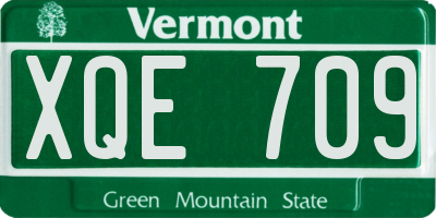 VT license plate XQE709