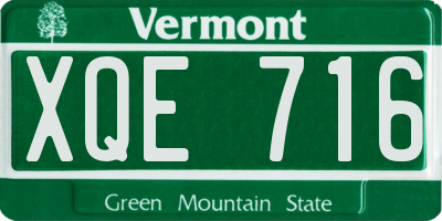 VT license plate XQE716