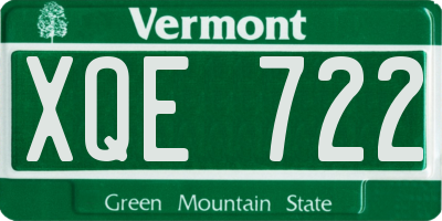 VT license plate XQE722